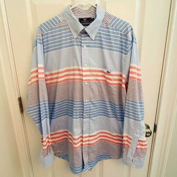 Vineyard Vines Shirt Mens Size XL Button Up Slim Fit Tucker Colorblock Stripe - Picture 1 of 8